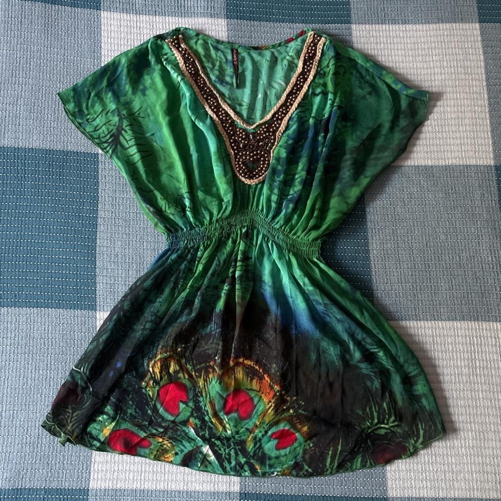 Boho beaded tunic top